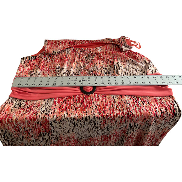 Perceptions Women's Dress 20W Coral Black Cream Abstract Pattern Sleeveless - Picture 4 of 9